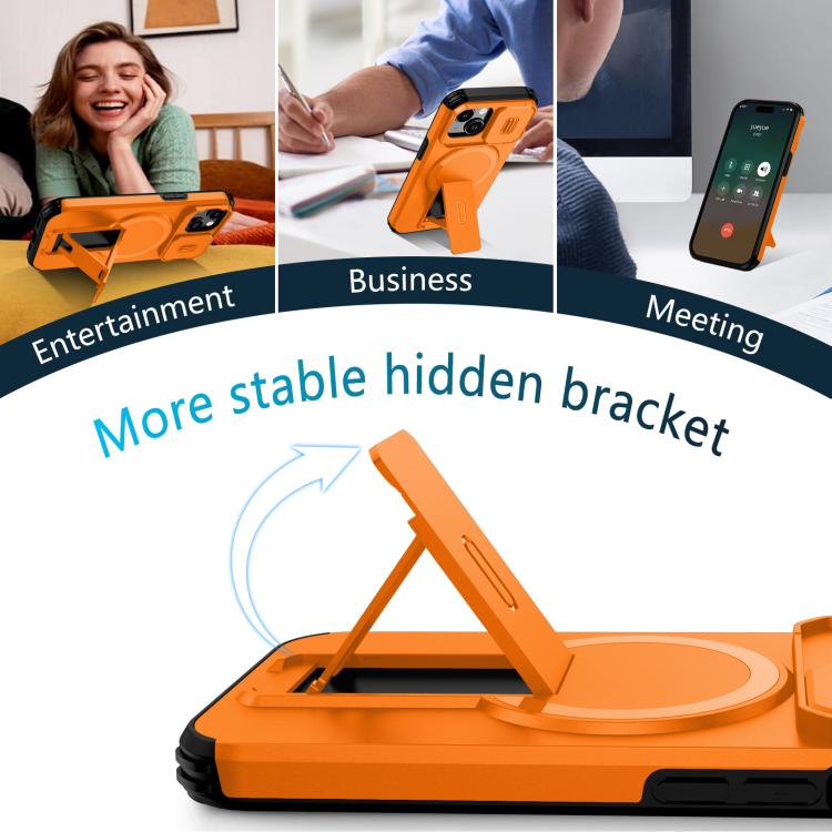 Sliding Camshield MagSafe Holder Phone Case, For iPhone 15, For iPhone 14 / 13, For iPhone 14 Pro
