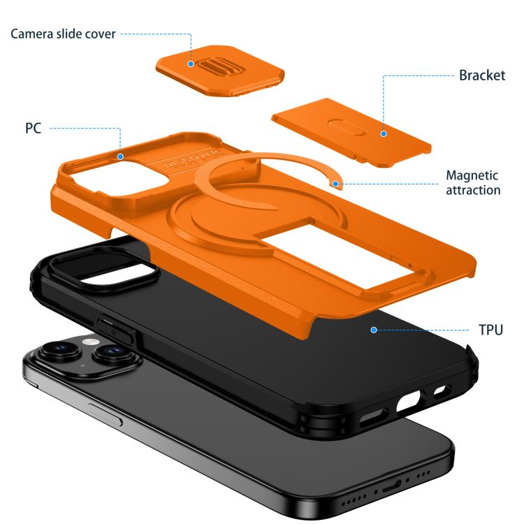 Sliding Camshield MagSafe Holder Phone Case, For iPhone 15, For iPhone 14 / 13, For iPhone 14 Pro