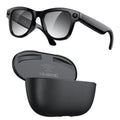M02 Ultra 8MP Camera AI Smart Glasses Photochromic Lenses, with Black Charging Case, with Brown Charging Case
