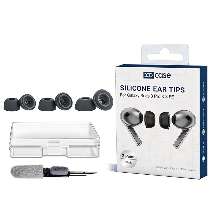 XDcase 3 Pairs Silicone Ear Tips with Storage & Cleaning Kit, For Galaxy Buds3 Pro / 4 Pro