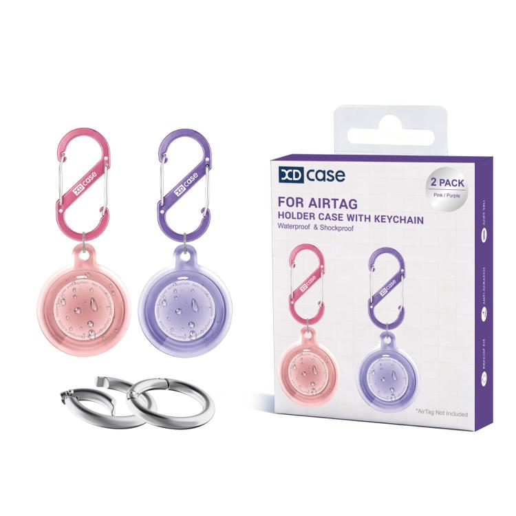 XDcase 2 Pack Full-cover Waterproof TPU Protective Case with Keychain, For AirTag 2nd Gen / 1st Gen