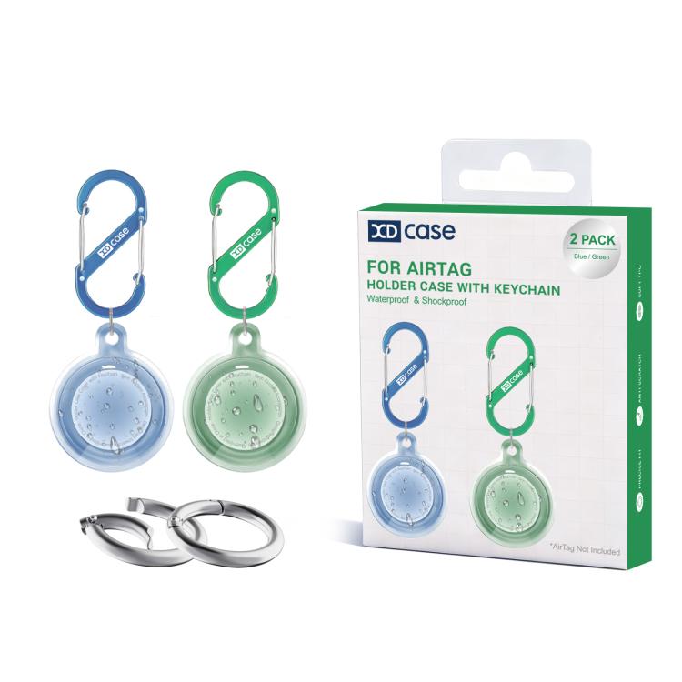 XDcase 2 Pack Full-cover Waterproof TPU Protective Case with Keychain, For AirTag 2nd Gen / 1st Gen