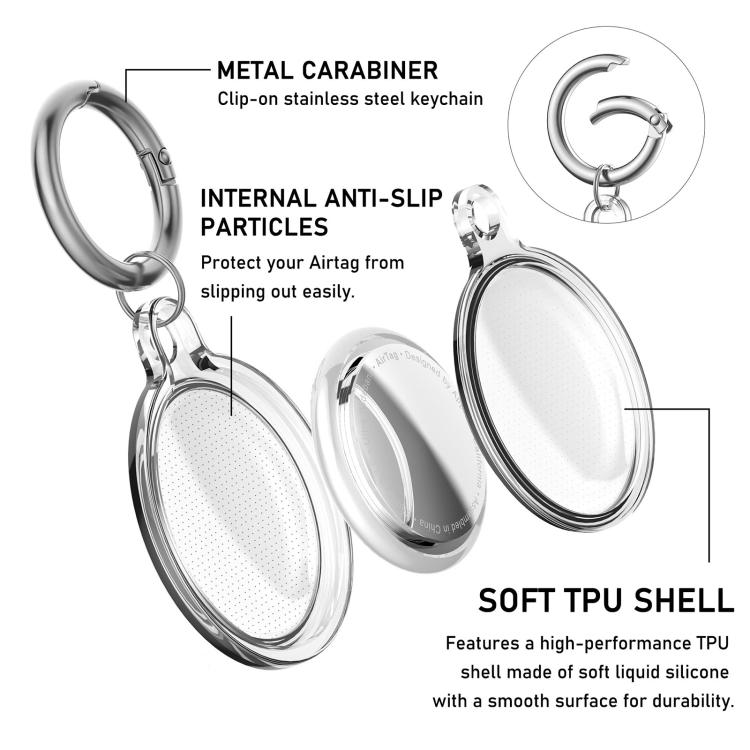 XDcase 2 Pack Full-cover Waterproof TPU Protective Case with Keychain, For AirTag 2nd Gen / 1st Gen
