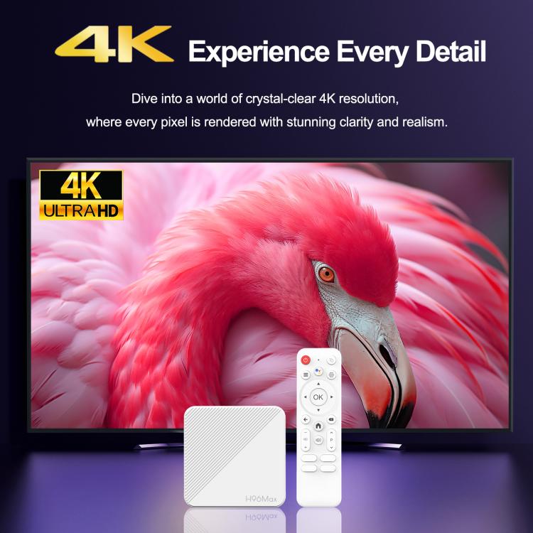 H96 Max H313 Android 14 Smart TV Set Top Box with Remote Control, ARM Cortex-A53 Quad Core, 2GB+8GB, 2GB+16GB