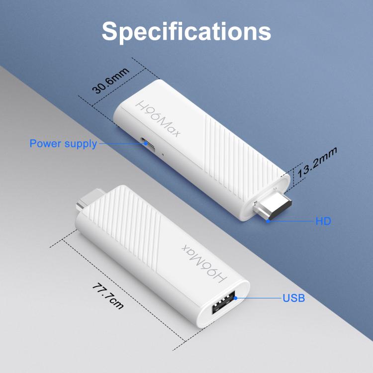 H96 Max H313 Android 14 Mini HD TV Stick with Remote Control, ARM Cortex-A53 Quad Core, 2GB+16GB, 2GB+8GB