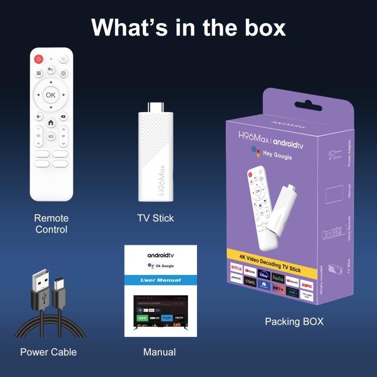 H96 Max H313 Android 14 Mini HD TV Stick with Remote Control, ARM Cortex-A53 Quad Core, 2GB+16GB, 2GB+8GB