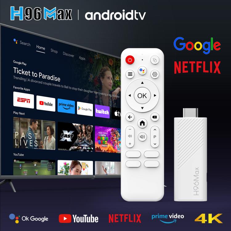 H96 Max H313 Android 14 Mini HD TV Stick with Remote Control, ARM Cortex-A53 Quad Core, 2GB+16GB, 2GB+8GB