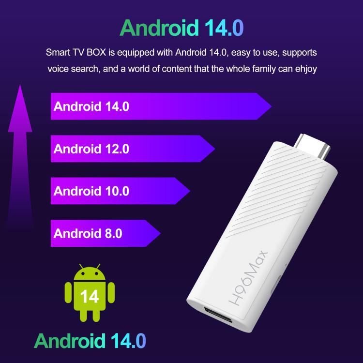 H96 Max H313 Android 14 Mini HD TV Stick with Remote Control, ARM Cortex-A53 Quad Core, 2GB+16GB, 2GB+8GB