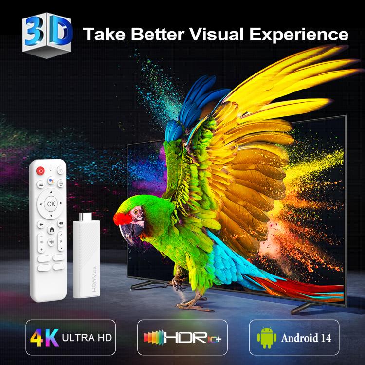 H96 Max H313 Android 14 Mini HD TV Stick with Remote Control, ARM Cortex-A53 Quad Core, 2GB+16GB, 2GB+8GB
