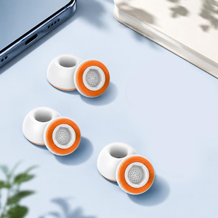 XDcase 3 Pairs Replacement Silicone Sponge Ear Tips, White Orange, Black Orange