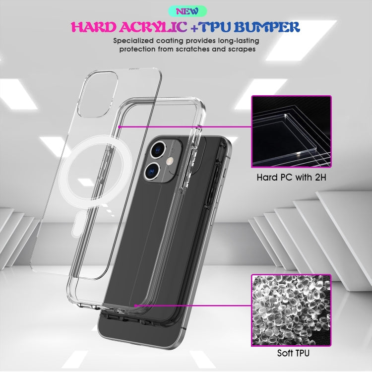 For iPhone 12 Pro Max Magsafe Case Simple Magnetic Ring All-inclusive Clear Crystal Acrylic PC +TPU Shockproof Case(Transparent)