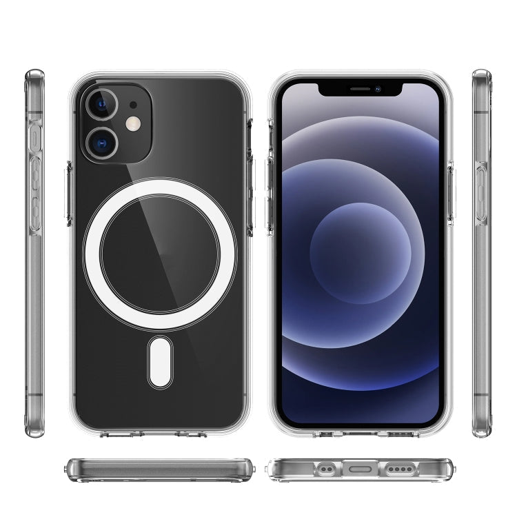 For iPhone 12 mini Magsafe Case Simple Magnetic Ring All-inclusive Clear Crystal Acrylic PC +TPU Shockproof Case (Transparent)