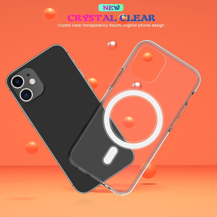 For iPhone 12 mini Magsafe Case Simple Magnetic Ring All-inclusive Clear Crystal Acrylic PC +TPU Shockproof Case (Transparent)