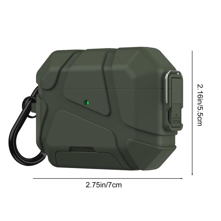 XDcase Football-style Security Lock TPU Earbud Case with Hook & Holder, For AirPods Pro 3, For AirPods 4, For AirPods Pro 2 / 1