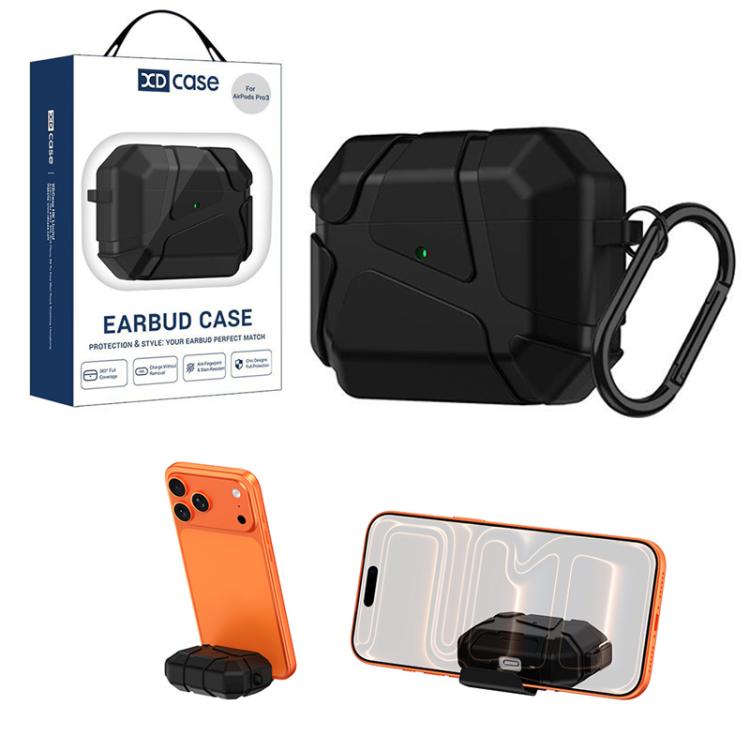 XDcase Football-style Security Lock TPU Earbud Case with Hook & Holder, For AirPods Pro 3, For AirPods 5 / 4, For AirPods Pro 2 / 1