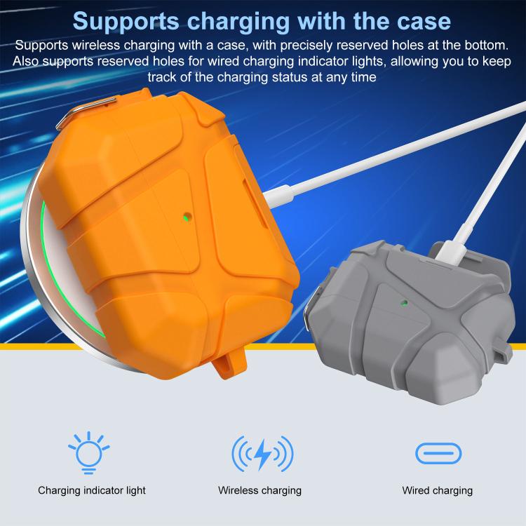 XDcase Football-style Security Lock TPU Earbud Case with Hook & Holder, For AirPods Pro 3, For AirPods 4, For AirPods Pro 2 / 1