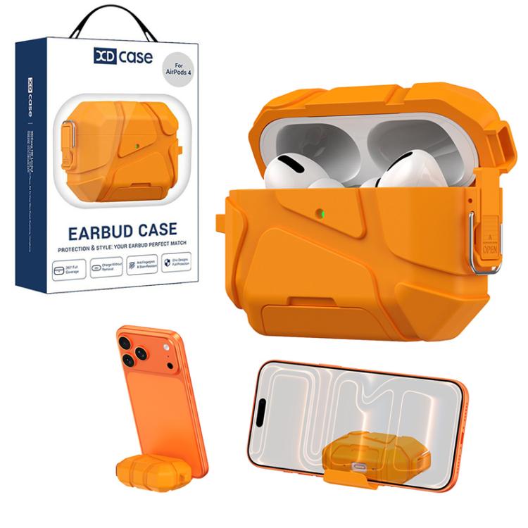 XDcase Football-style Security Lock TPU Earbud Case with Hook & Holder, For AirPods Pro 3, For AirPods 5 / 4, For AirPods Pro 2 / 1