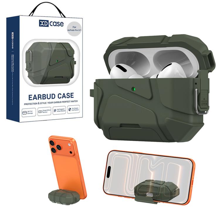 XDcase Football-style Security Lock TPU Earbud Case with Hook & Holder, For AirPods Pro 3, For AirPods 5 / 4, For AirPods Pro 2 / 1