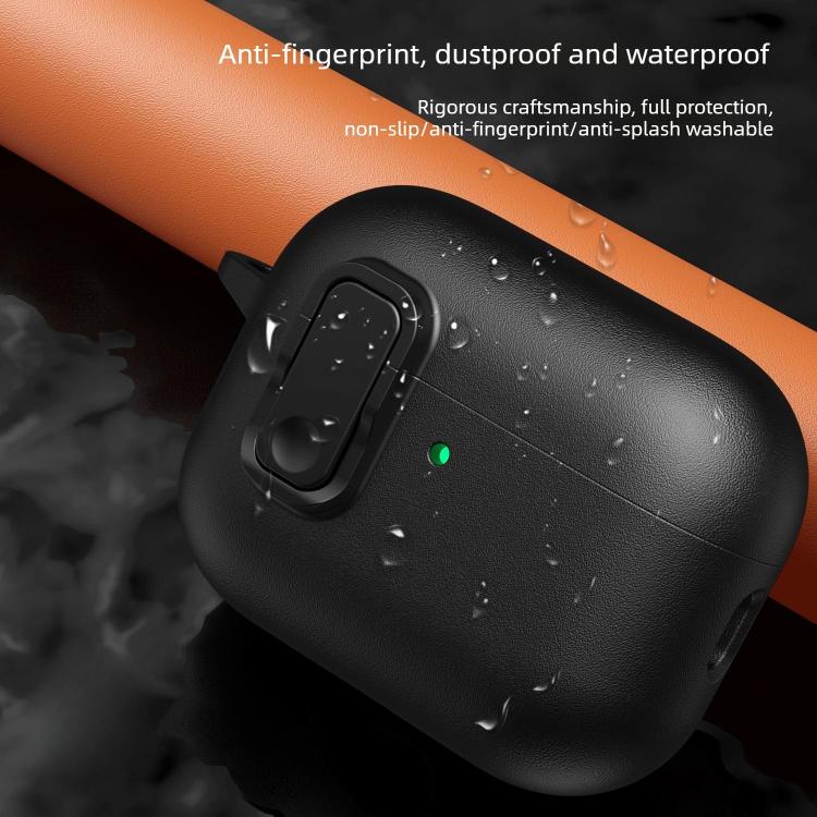 XDcase Faux Leather Texture Security Lock TPU Earbud Case, For AirPods Pro 3, For AirPods 4, For AirPods Pro 2 / 1