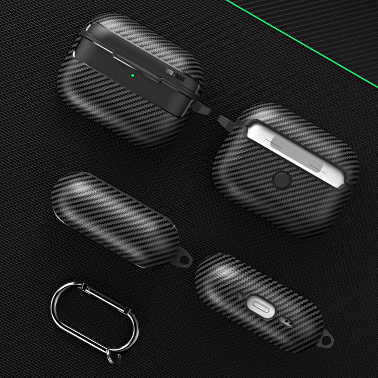 XDcase Carbon Fiber Texture Earbud Case with Hook, For AirPods Pro 3, For AirPods 4