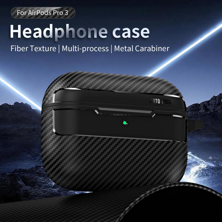 XDcase Carbon Fiber Texture Earbud Case with Hook, For AirPods Pro 3, For AirPods 4