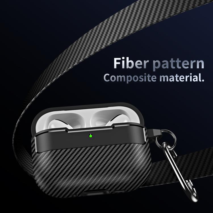 XDcase Carbon Fiber Texture Earbud Case with Hook, For AirPods Pro 3, For AirPods 4