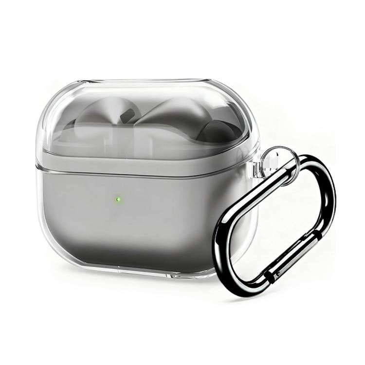 XDcase Transparent TPU Earbud Case with Silver Hook, For Samsung Galaxy Buds3 / 3 Pro / 3 FE