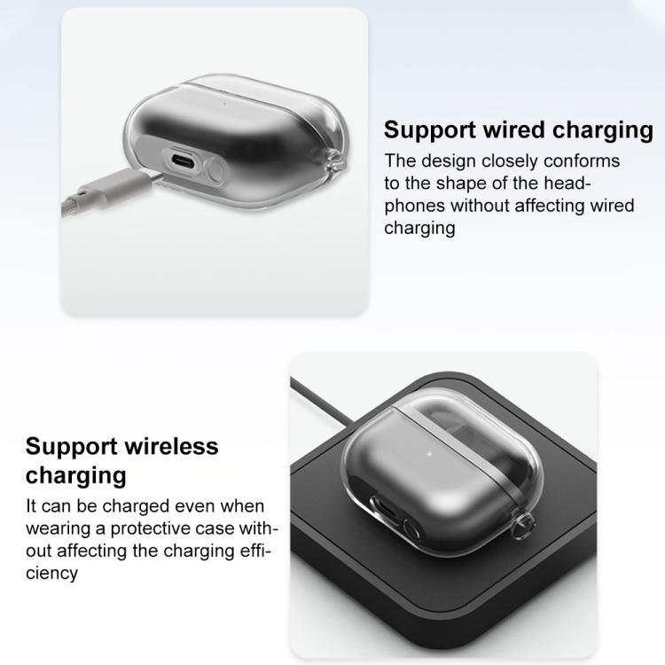 XDcase Transparent TPU Earbud Case with Silver Hook, For Samsung Galaxy Buds3 / 3 Pro / 3 FE