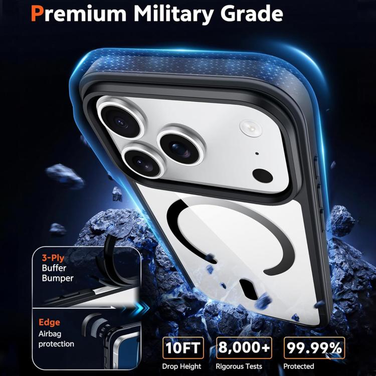 XDcase JINDUN Clear Cover Independent Metal Button Magnetic Phone Case, For iPhone 17 Pro Max, For iPhone 17 Pro, For iPhone 17