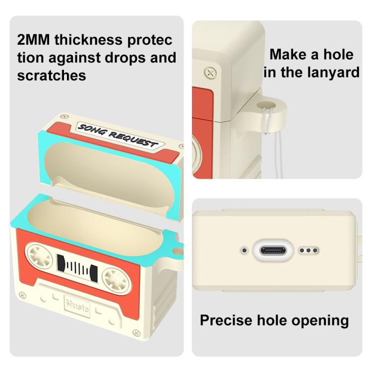 XDcase Retro Cassette Style Silicone Earbuds Case, For AirPods Pro 3, For AirPods 4, For AirPods Pro 2