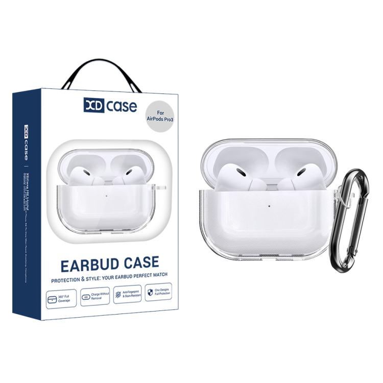 XDcase Transparent TPU Earbud Protective Case with Carabiner, For AirPods Pro 3, For AirPods 4, For AirPods Pro 2 / 1