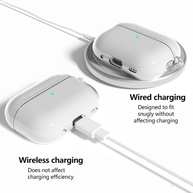 XDcase Transparent TPU Earbud Protective Case with Carabiner, For AirPods Pro 3, For AirPods 4, For AirPods Pro 2 / 1