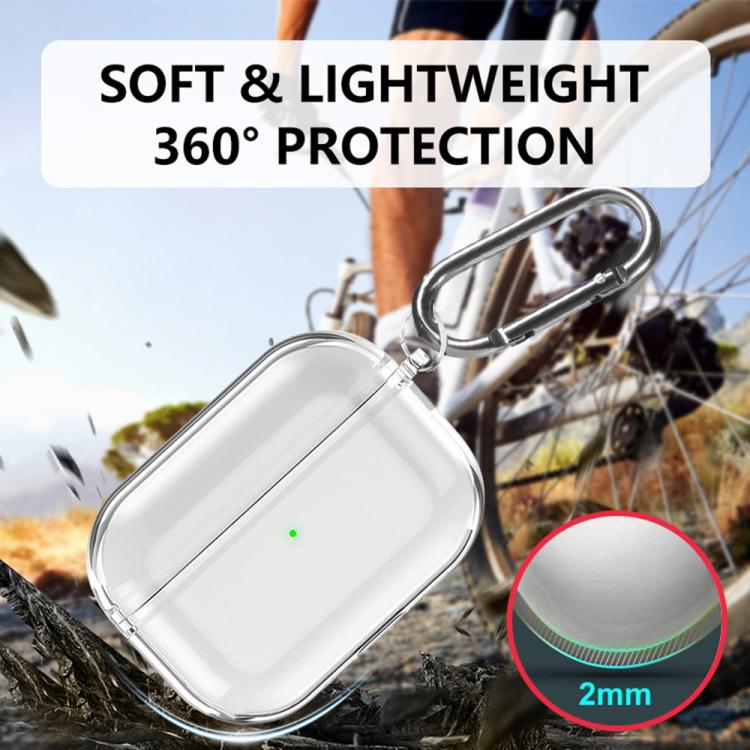XDcase Transparent TPU Earbud Protective Case with Carabiner, For AirPods Pro 3, For AirPods 4, For AirPods Pro 2 / 1