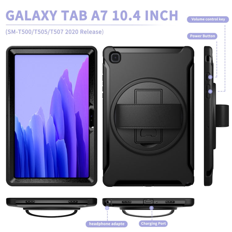 360 Degree Rotation PC + TPU Protective Case with Holder & Hand Strap, For Samsung Galaxy Tab A7 10.4 (2020)