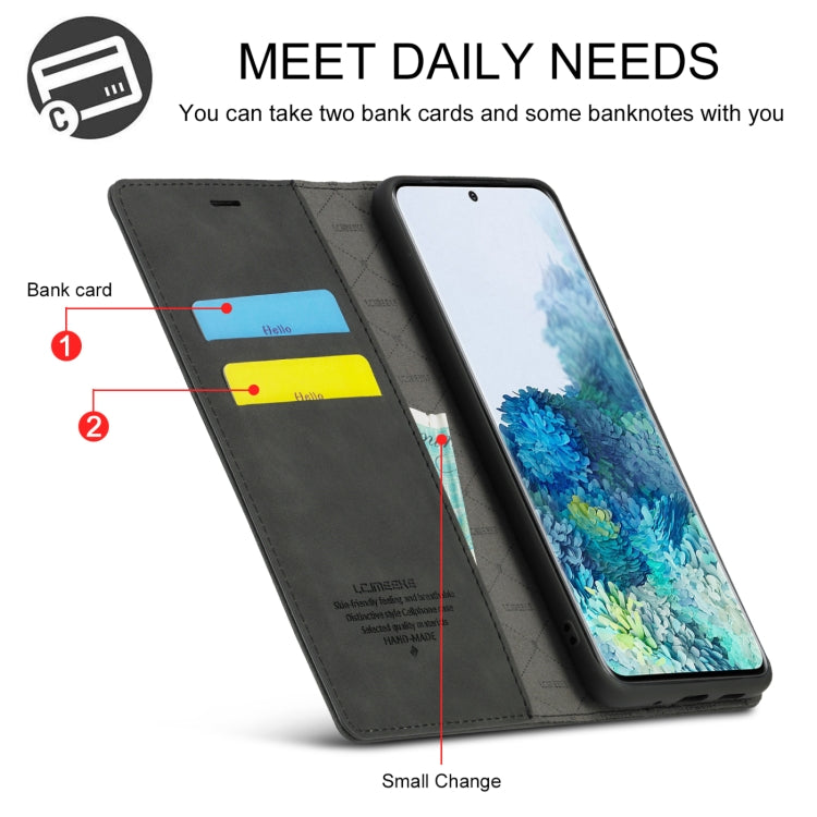 LC.IMEEKE Strong Magnetism Ultra-thin Horizontal Flip Shockproof Matte TPU + PU Leather Case with Holder & Card Slots & Wallet, For Samsung Galaxy S20, For Samsung Galaxy S20+, For Samsung Galaxy S20 Ultra, For Samsung Galaxy S20 FE