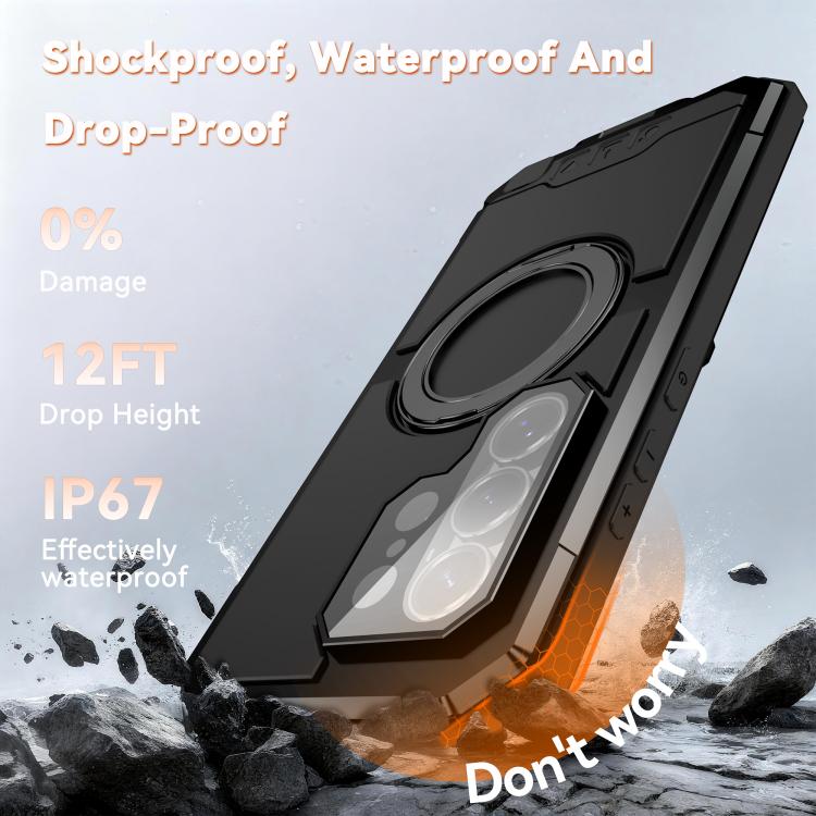 R-JUST Life Waterproof Dustproof MagSafe Magnetic Holder Phone Case, For Samsung Galaxy S26 Ultra 5G