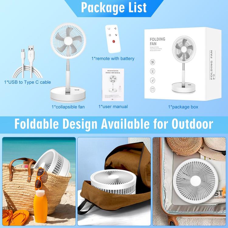F9 Upgrade Folding Adjustable Height Desktop Electric Fan 8000mAh Battery