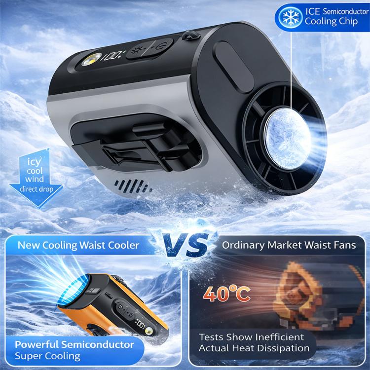 M376 Ice Compress Waist-Hung High Speed Mini Fan 3600mAh Battery