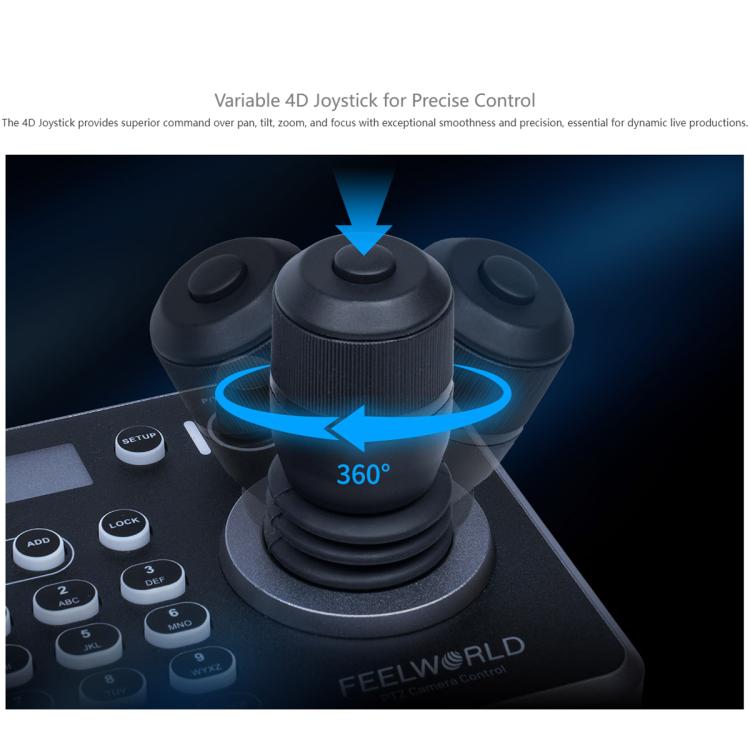 FEELWORLD KBC20 NDI PTZ Camera Controller Joystick Keyboard Control Multiple Control Protocol PoE Supported, EU Plug, US Plug, UK Plug, AU Plug