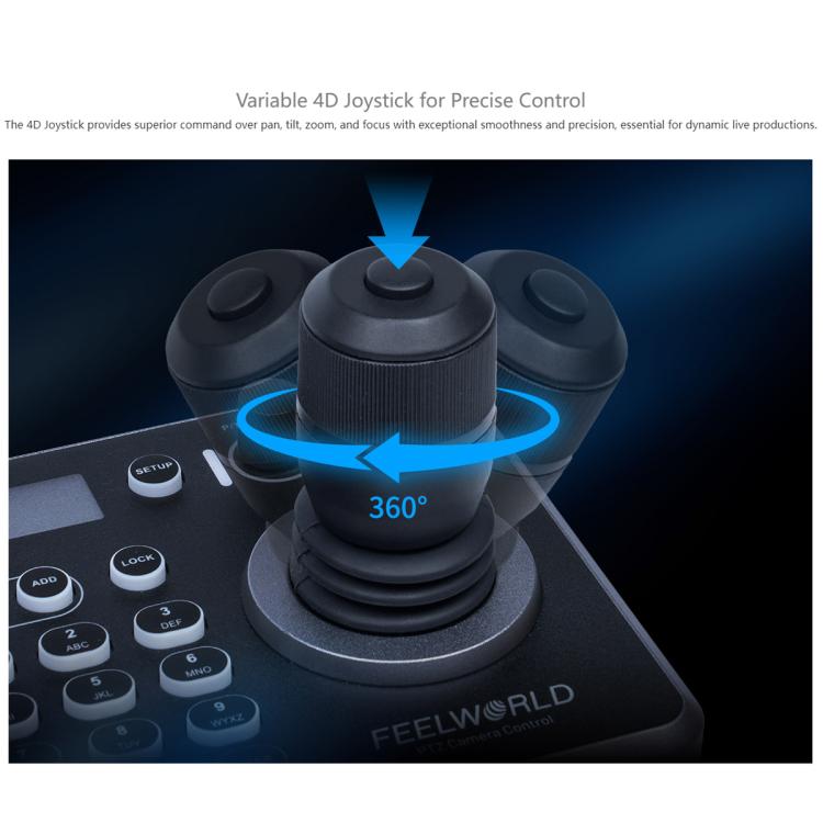 FEELWORLD KBC20N NDI PTZ Camera Controller Joystick Keyboard Control Multiple Control Protocol PoE Supported, EU Plug, US Plug, UK Plug, AU Plug