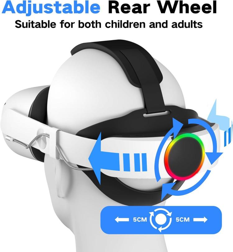 WG38 VR Head Strap with 1000mAh Battery, RGB Ver. For Meta Quest 3 / 3S, Magnetic Ver. For Meta Quest 3 / 3S, RGB Ver. For Meta Quest 2, For Meta Quest 2