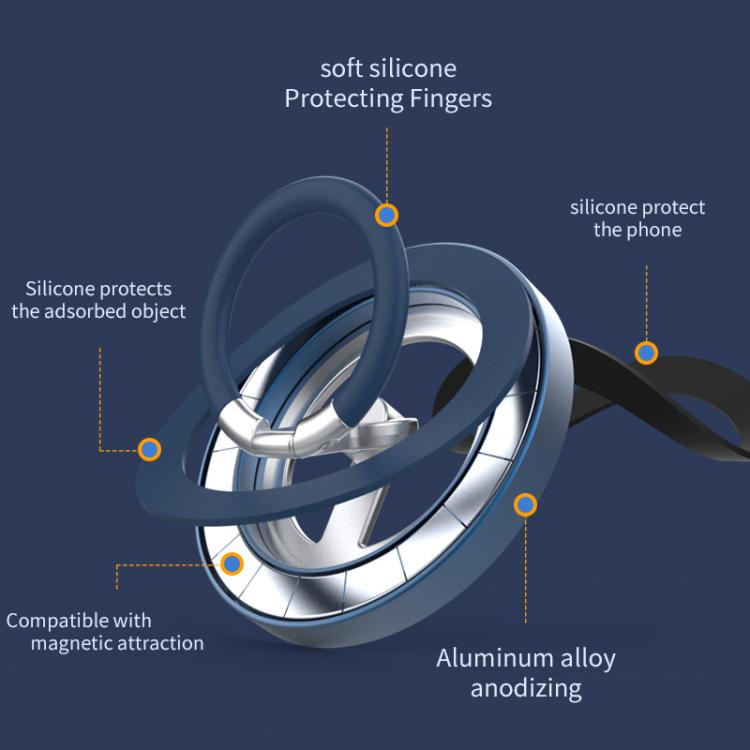 Multi-Functional 360 Degree Rotation Ring Buckle Magnetic Phone Holder with Silicone Ring Guard