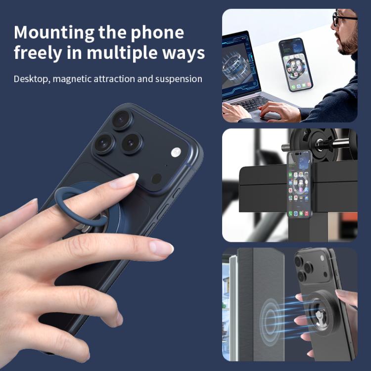 Multi-Functional 360 Degree Rotation Ring Buckle Magnetic Phone Holder with Silicone Ring Guard