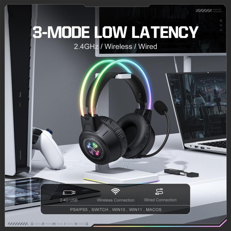 ONIKUMA GT889 Tri-mode RGB Bluetooth 2.4G Wired Gaming Headset, GT889