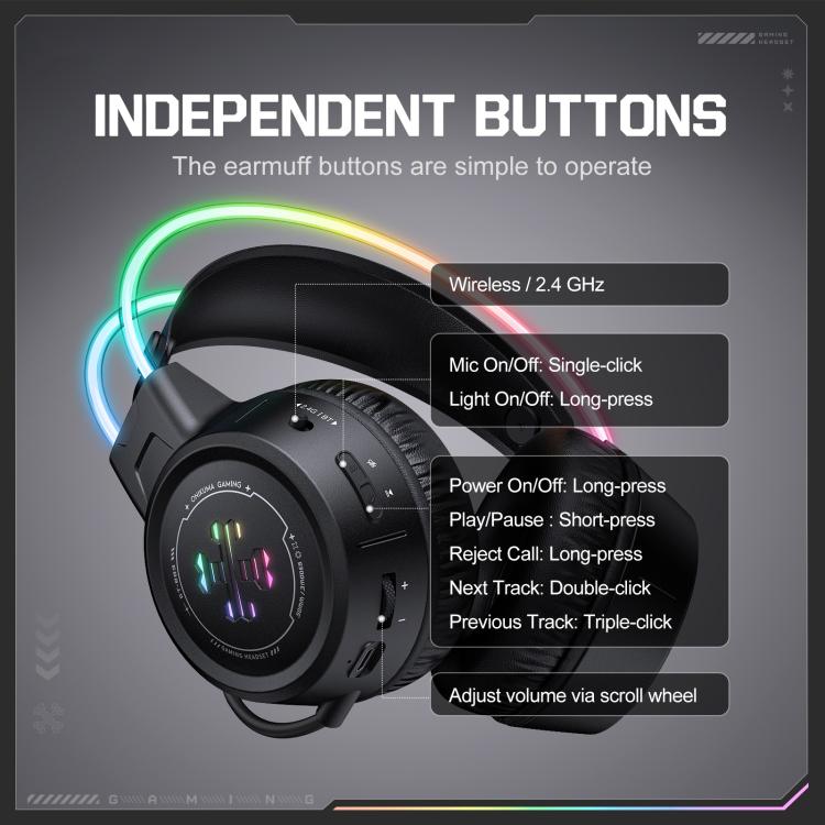 ONIKUMA GT889 Tri-mode RGB Bluetooth 2.4G Wired Gaming Headset, GT889