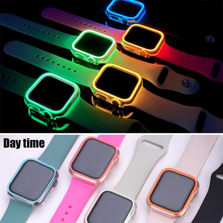 XDfind Transparent Luminous Half Coverage Hollow PC Watch Case, For Apple Watch Series 44mm, For Apple Watch Series 40mm, For Apple Watch Series 11 46mm / 10 46mm, For Apple Watch Series 11 42mm / 10 42mm