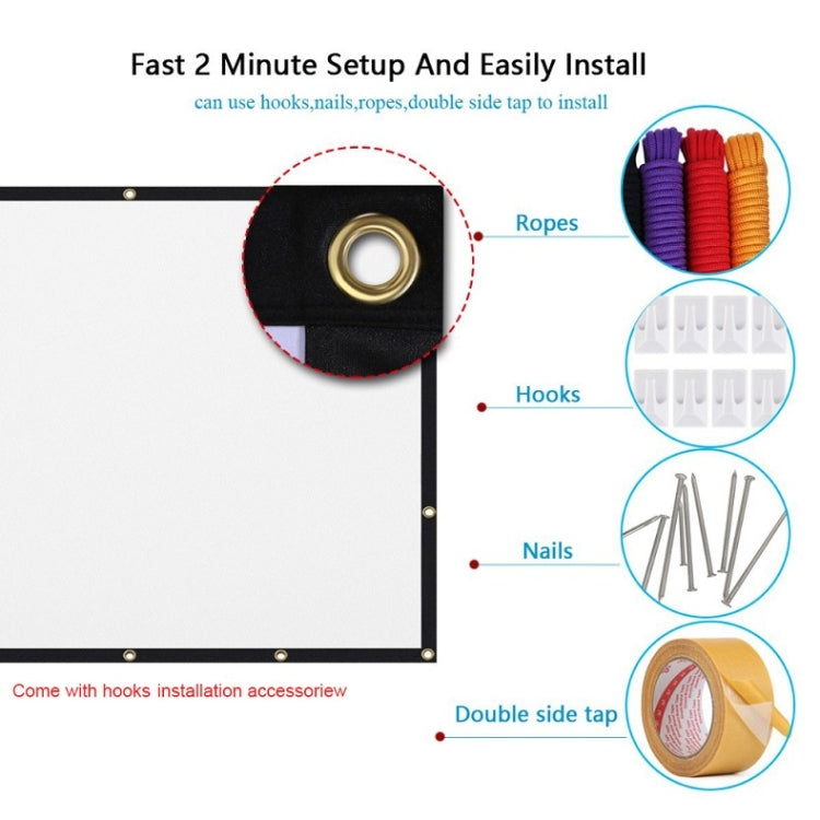 Simple Folding Thin Polyester Projector Film Curtain, Size:72 inch (16:9) Projection Area: 159x90cm