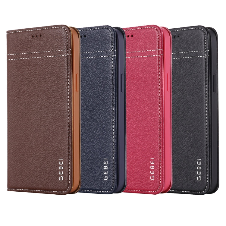 GEBEI Top-grain Leather Horizontal Flip Protective Case with Holder & Card Slots, For iPhone 12 / 12 Pro, For iPhone 12 Pro Max