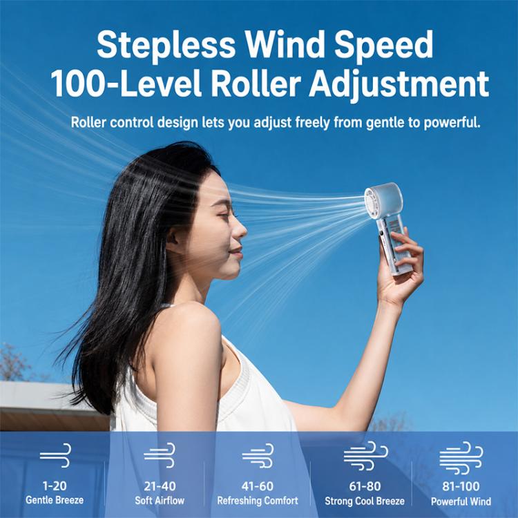 K75 Auto-Oscillating Handheld Cooling Fan with LED