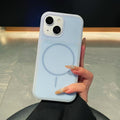 Ice Cream Skin Feel Liquid Silicone Fine Circle Magnetic Phone Case, For iPhone 15, For iPhone 14